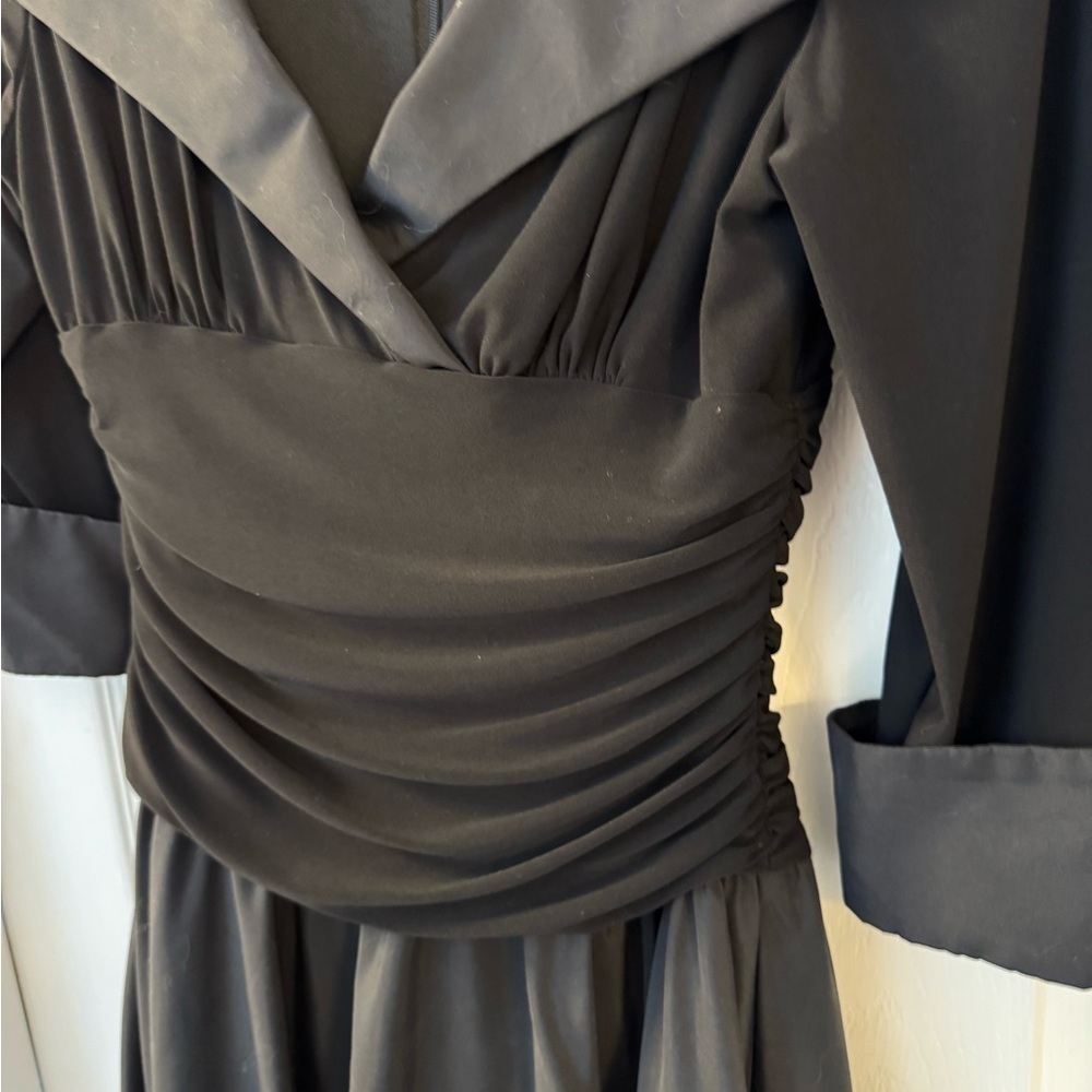 Eliza J Dress Black 3/4 Sleeve Stretch Flattering Waist Retro 50's Dress Size 8 - Picture 8 of 16
